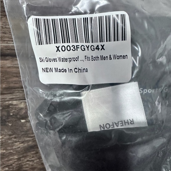 Rheafon Ski Snow Black Winter Gloves Waterproof Adjustable Cuffs Mens Medium - Picture 7 of 7